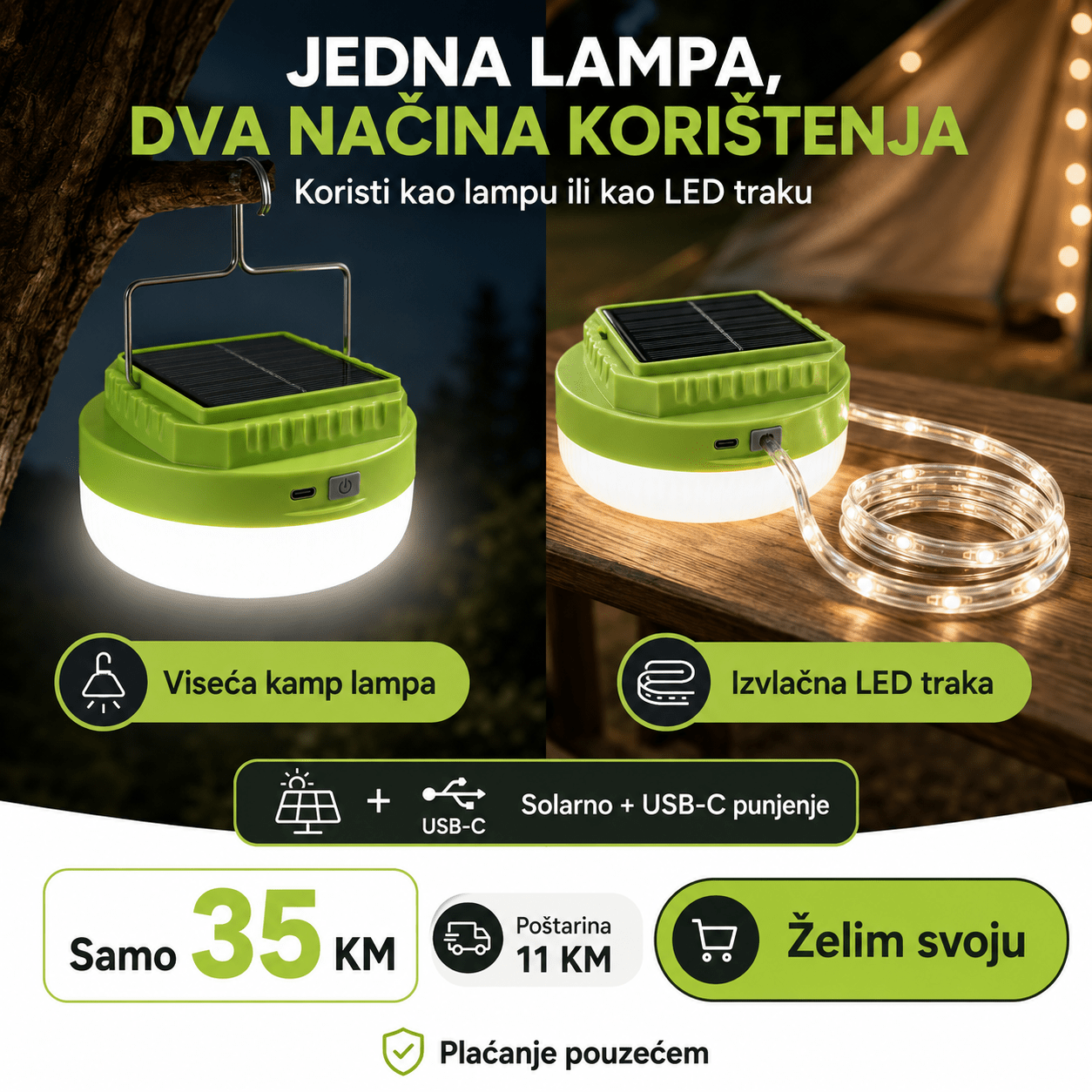 Solarna Kamp Svjetiljka s LED Trakom – – – slika 3