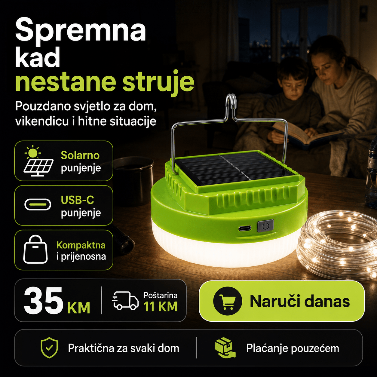 Solarna Kamp Svjetiljka s LED Trakom – – – slika 6
