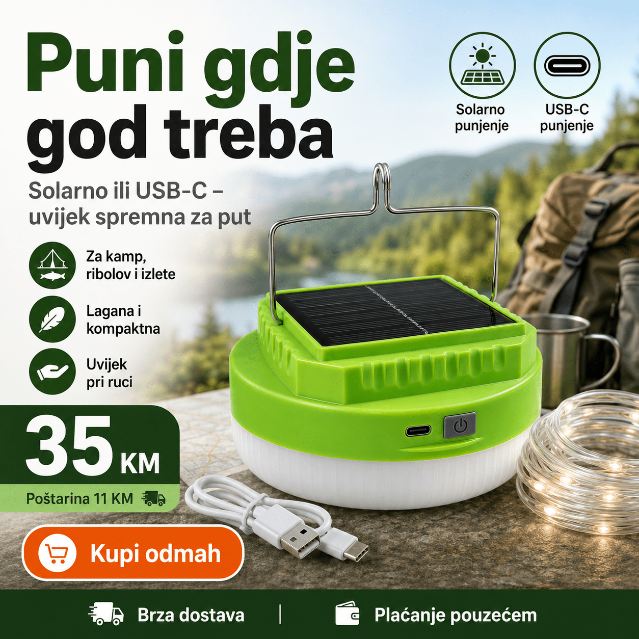 Solarna Kamp Svjetiljka s LED Trakom – – – slika 4