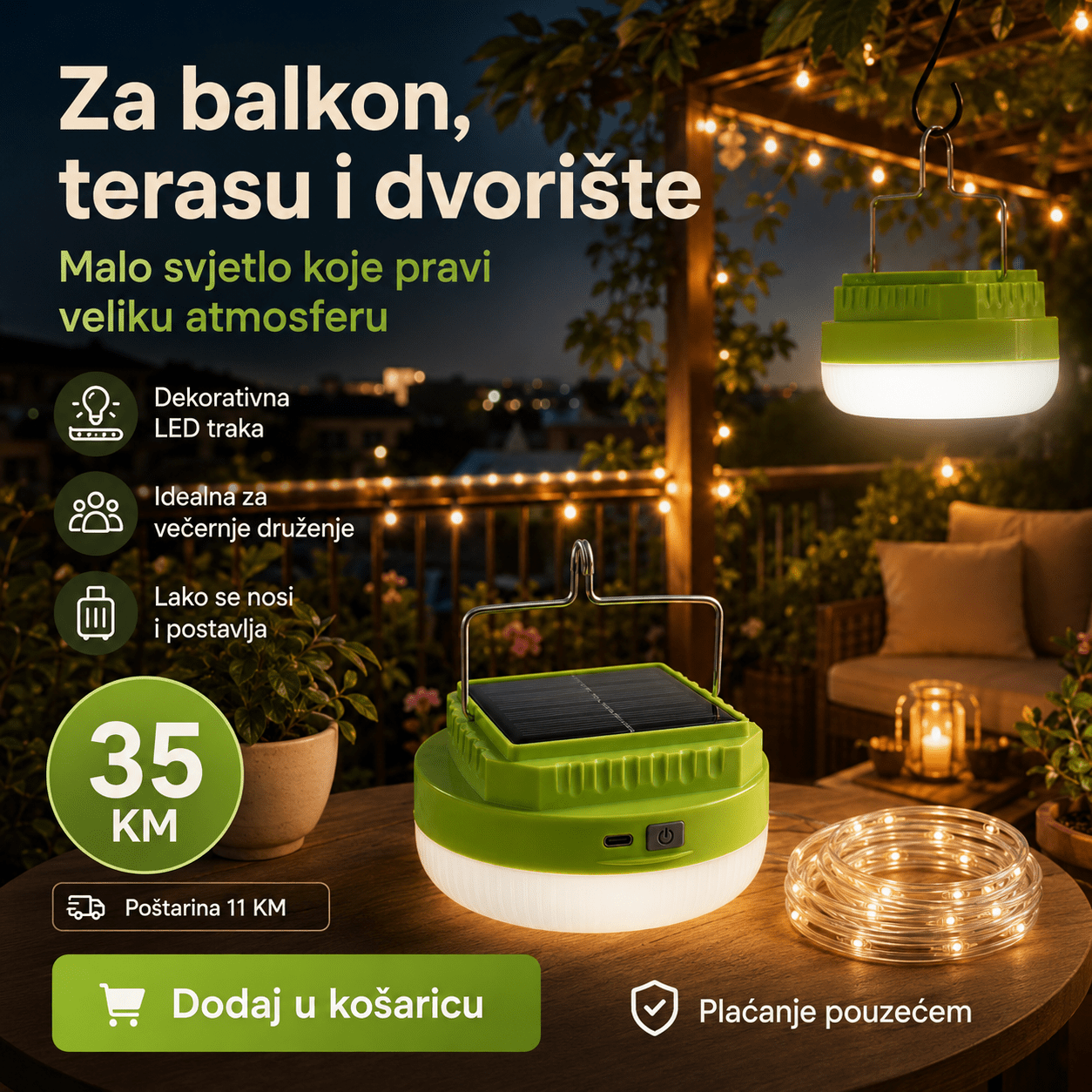 Solarna Kamp Svjetiljka s LED Trakom – – – slika 5