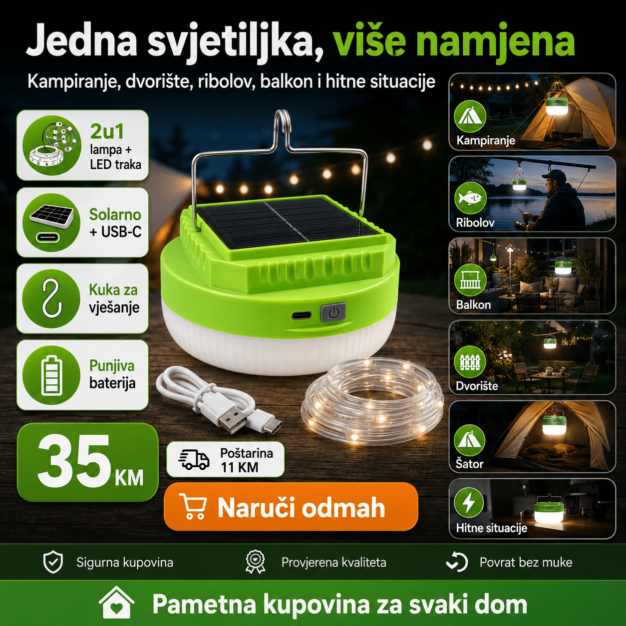 Solarna Kamp Svjetiljka s LED Trakom – – – slika 7
