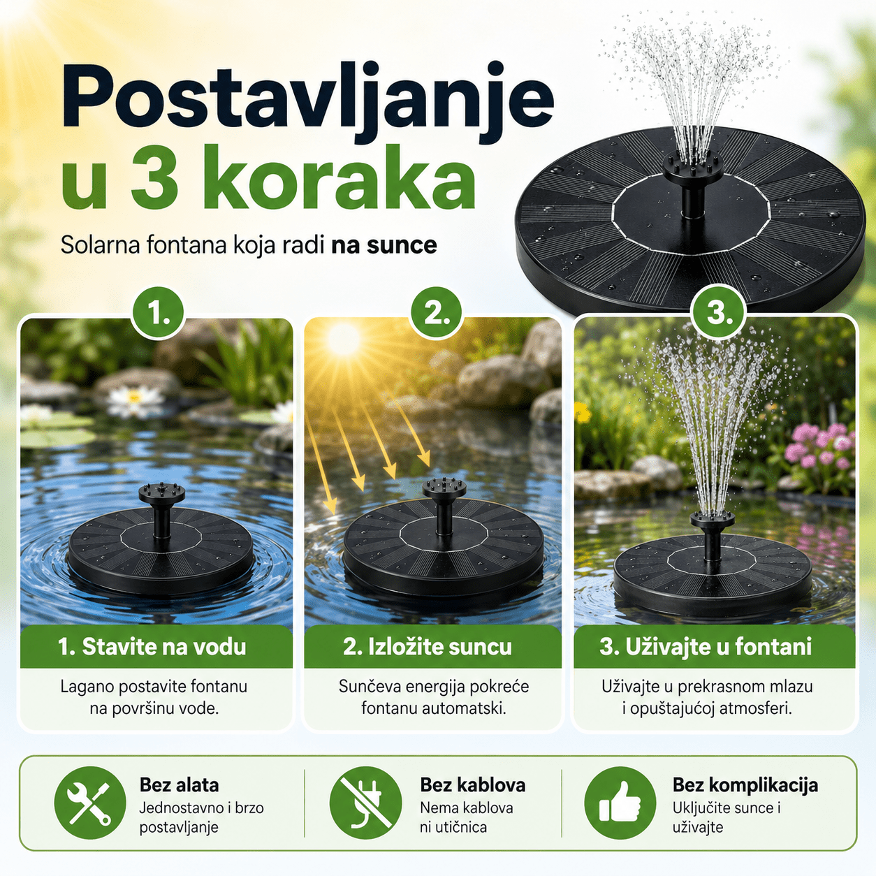 Solarna Vrtna Fontana – – 1.Komad – slika 3