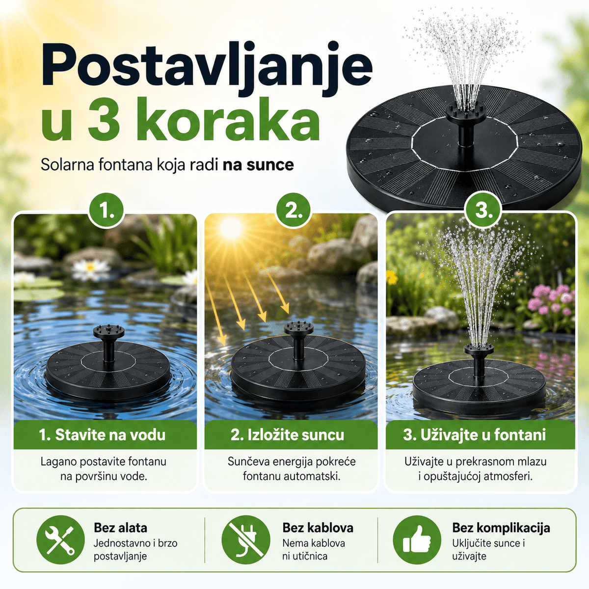 Solarna Vrtna Fontana – – 1.Komad – slika 3