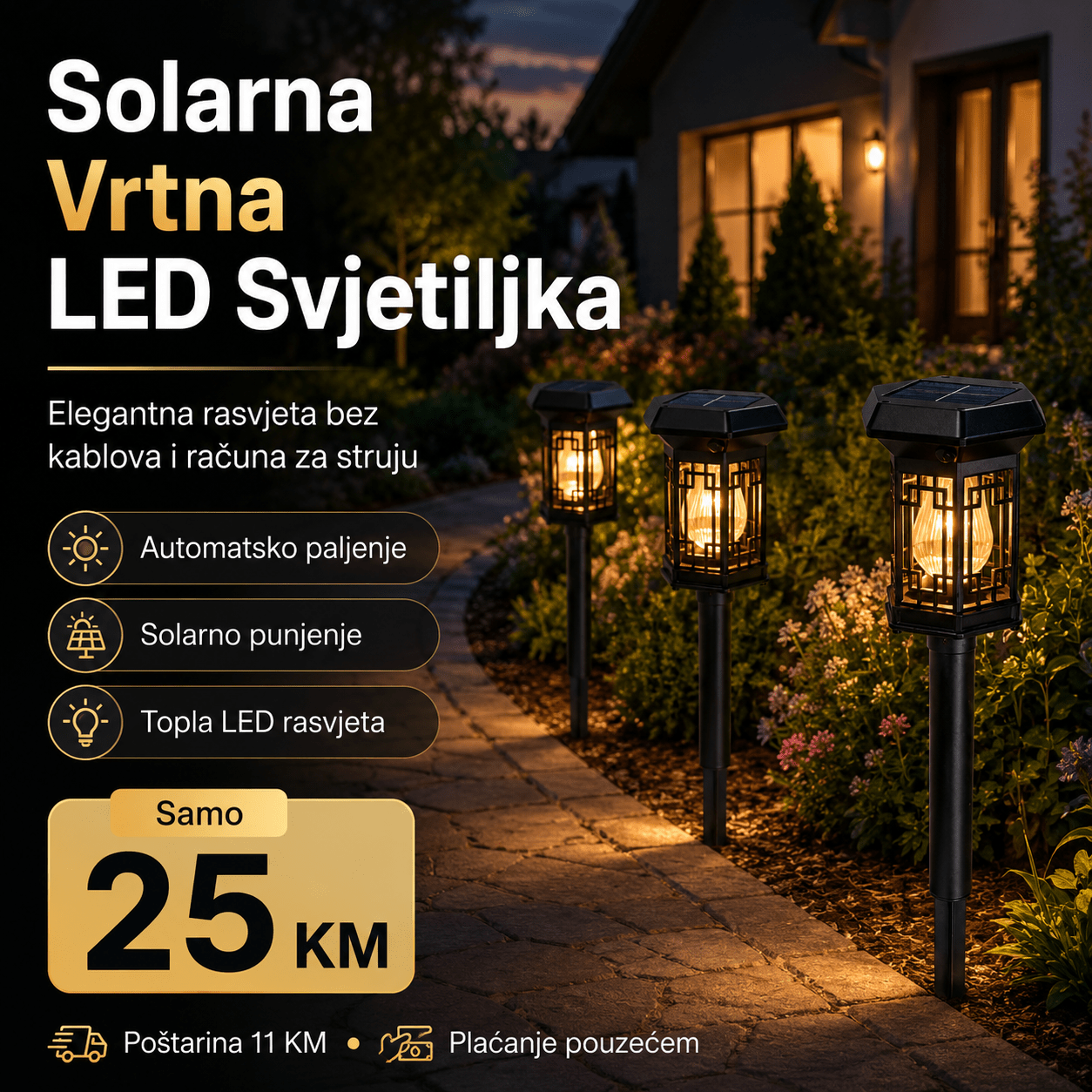 Solarna Vrtna LED Svjetiljka – – – slika 2