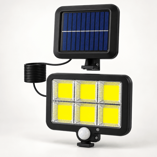 Solarna zidna lampa F120 sa šest COB sekcija i panelom – Kompaktne solarne zidne lampe – – slika 1