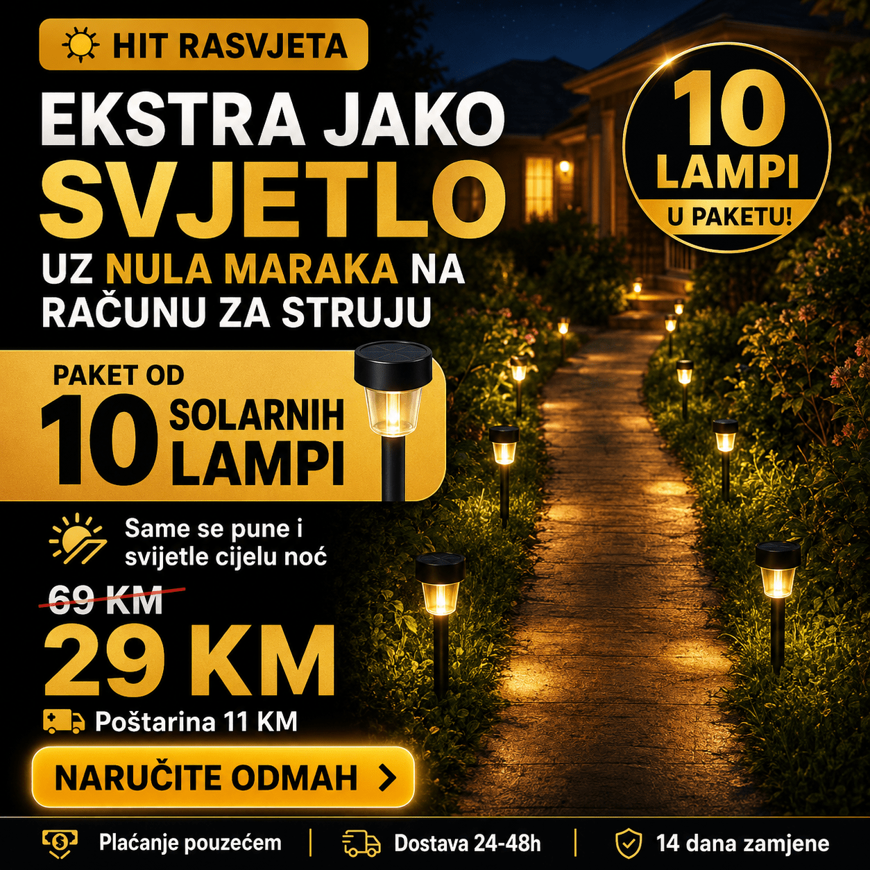 Solarne lampe za dvorište(10 kom) – – – slika 4