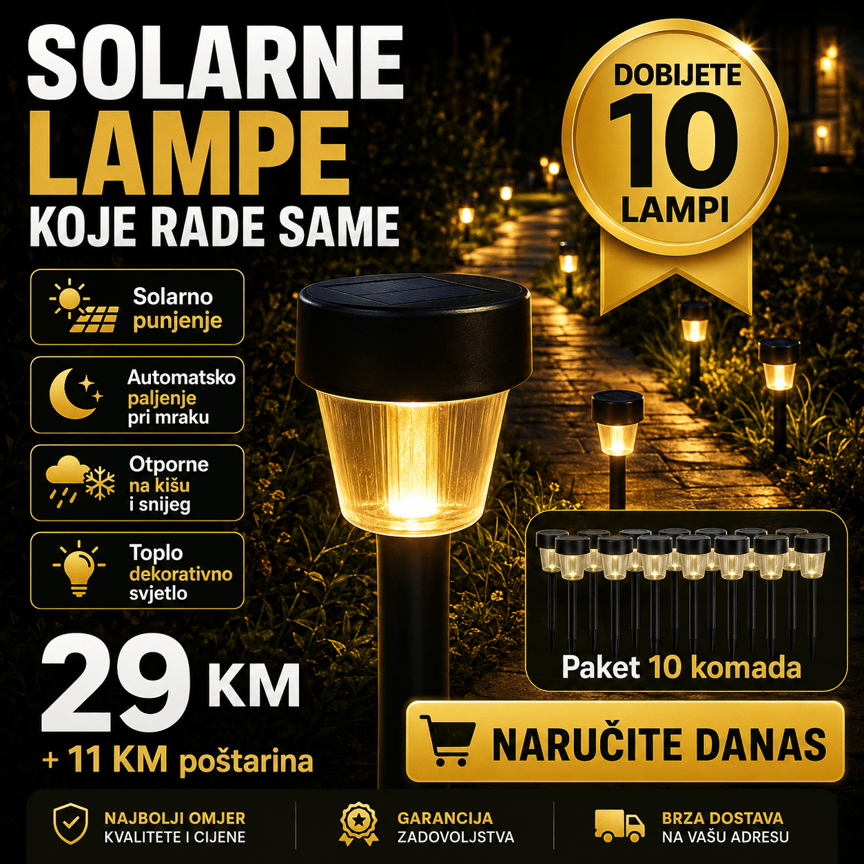 Solarne lampe za dvorište(10 kom) – – – slika 2