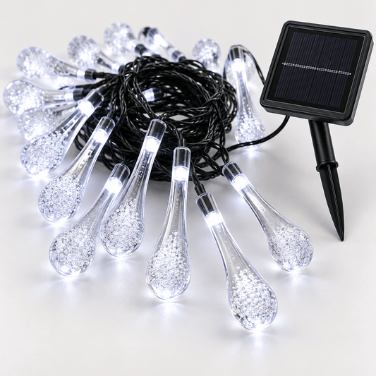 Solarne LED lampice Kapljice – 40 LED – Dekorativna rasvjeta – Bijela – slika 1