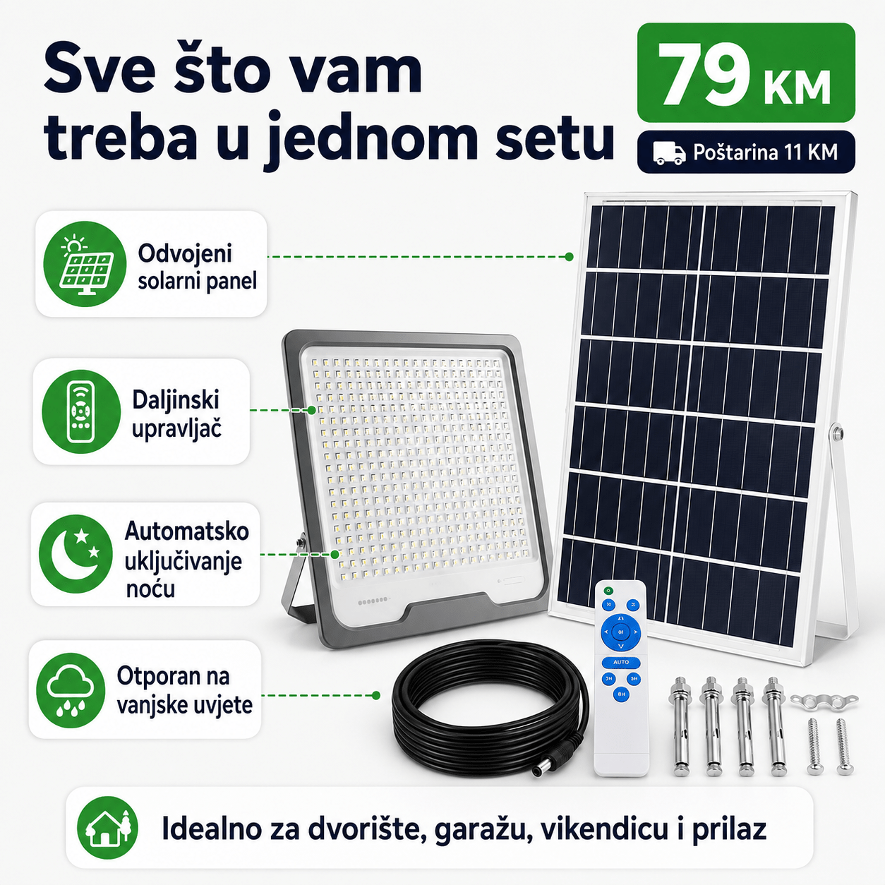 Solarni LED Reflektor s Odvojenim Solarnim Panelom – – – slika 2