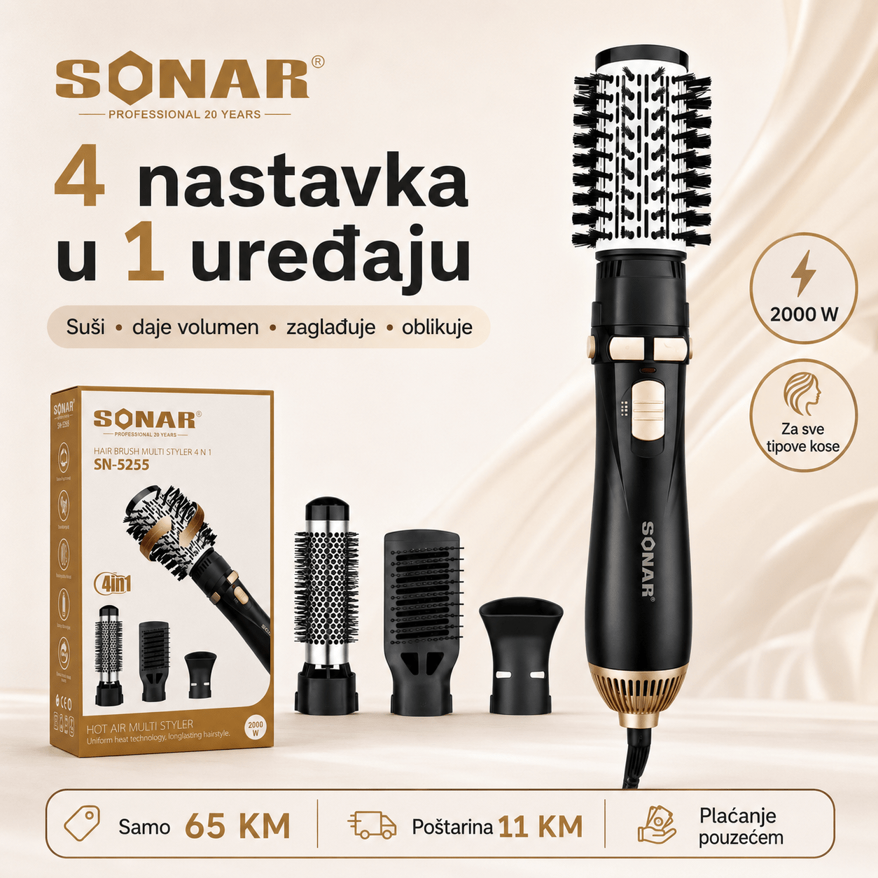 Sonar 4 U 1 Četka Za Kosu – – – slika 7