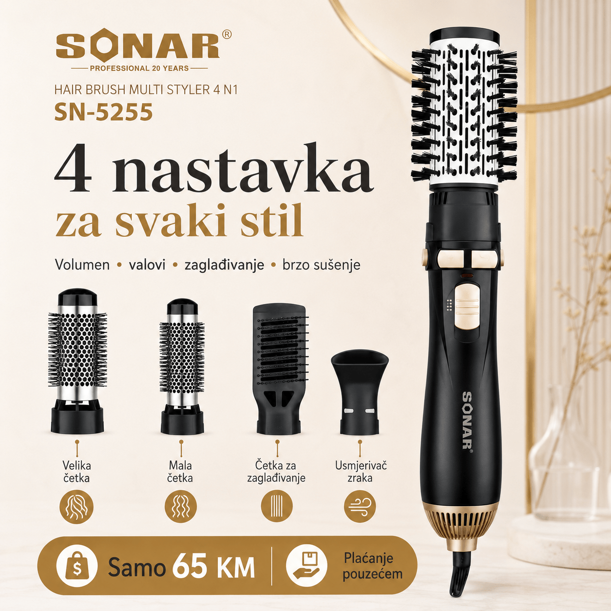 Sonar 4 U 1 Četka Za Kosu – – – slika 5