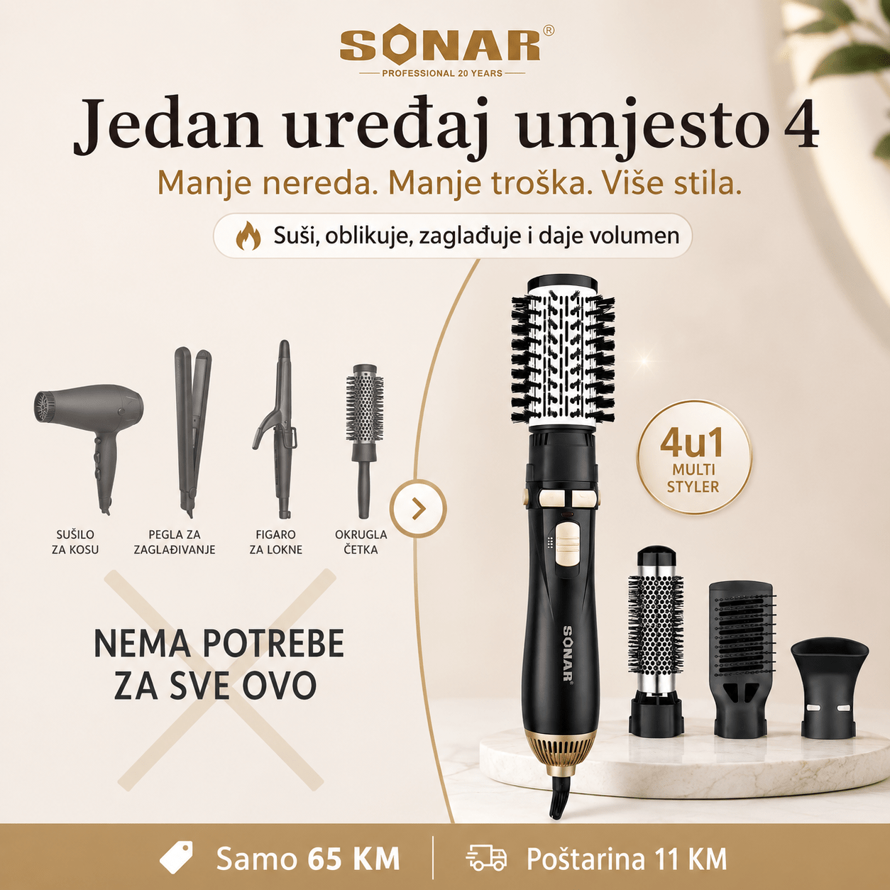 Sonar 4 U 1 Četka Za Kosu – – – slika 8