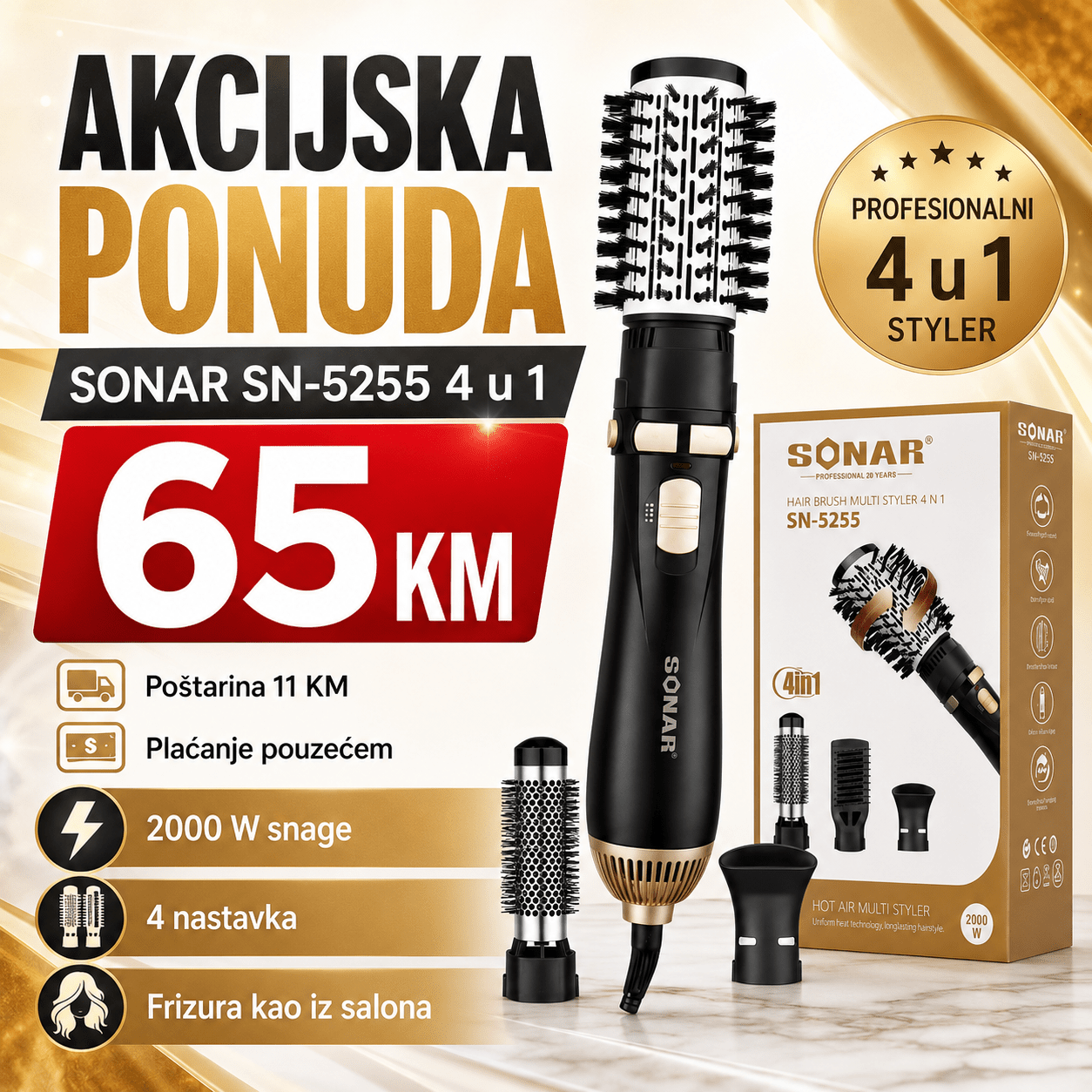 Sonar 4 U 1 Četka Za Kosu – – – slika 6