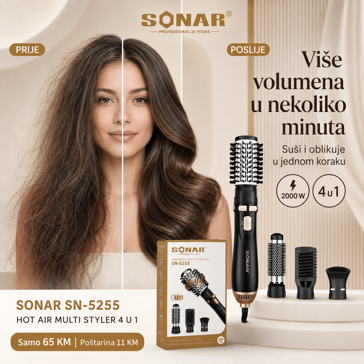 Sonar 4 U 1 Četka Za Kosu – – – slika 2