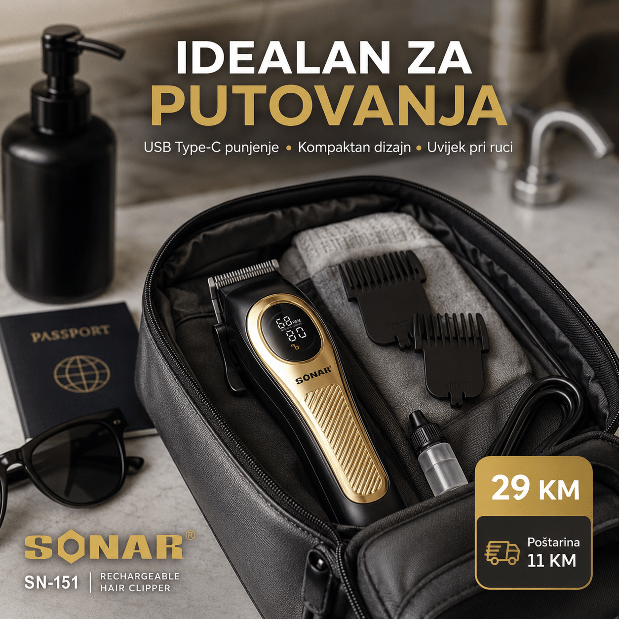 Sonar Bežični Trimer Za Kosu – – – slika 3