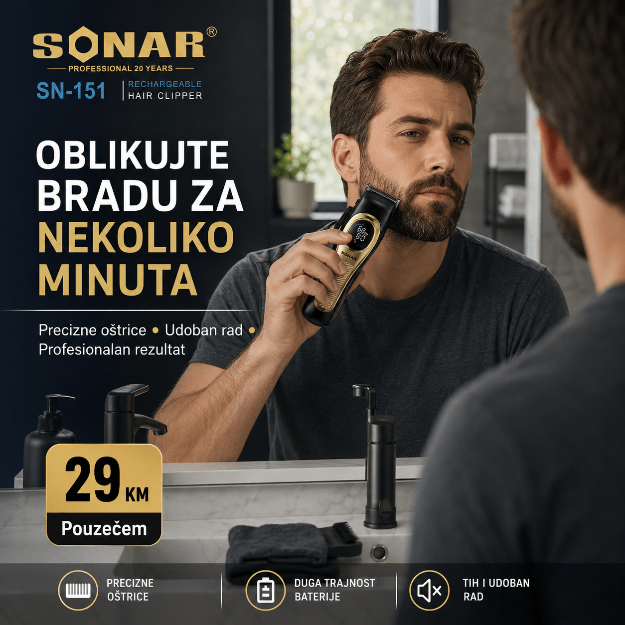 Sonar Bežični Trimer Za Kosu – – – slika 4