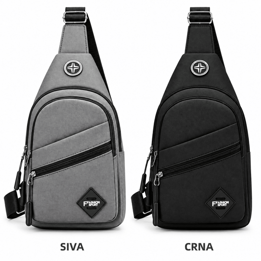 Sportska torba preko ramena s dvjema oznakama – Torbe preko ramena – Crna – slika 1