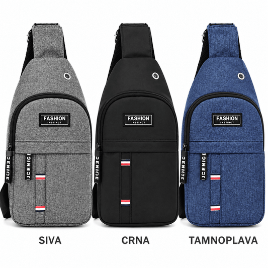 Sportska torbica preko ramena s prugom – Torbe preko ramena – Siva – slika 1