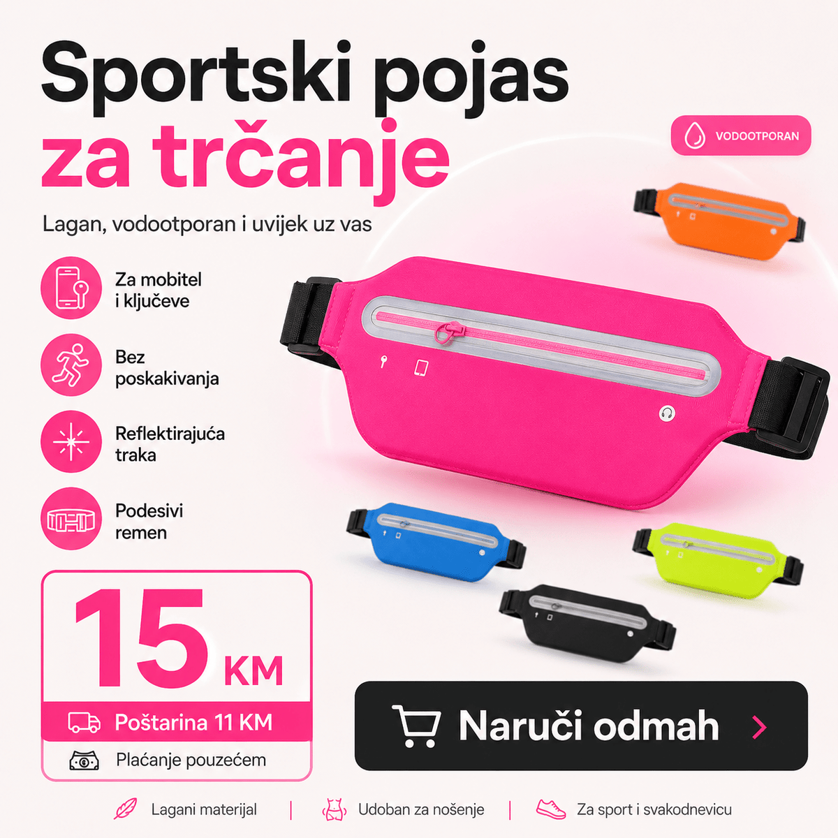 Sportski Pojas za Trčanje – – Narančasta – slika 6