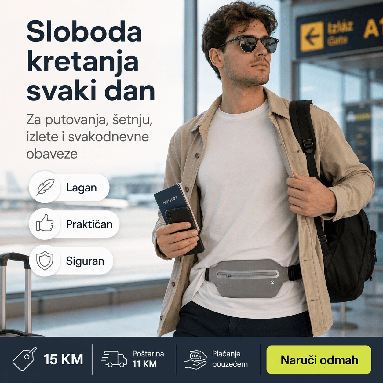 Sportski Pojas za Trčanje – – Narančasta – slika 4