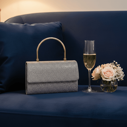 Srebrna Glitter Večernja Clutch Torba s Metalnom Ručkom – Modni dodaci – Univerzalna – slika 3