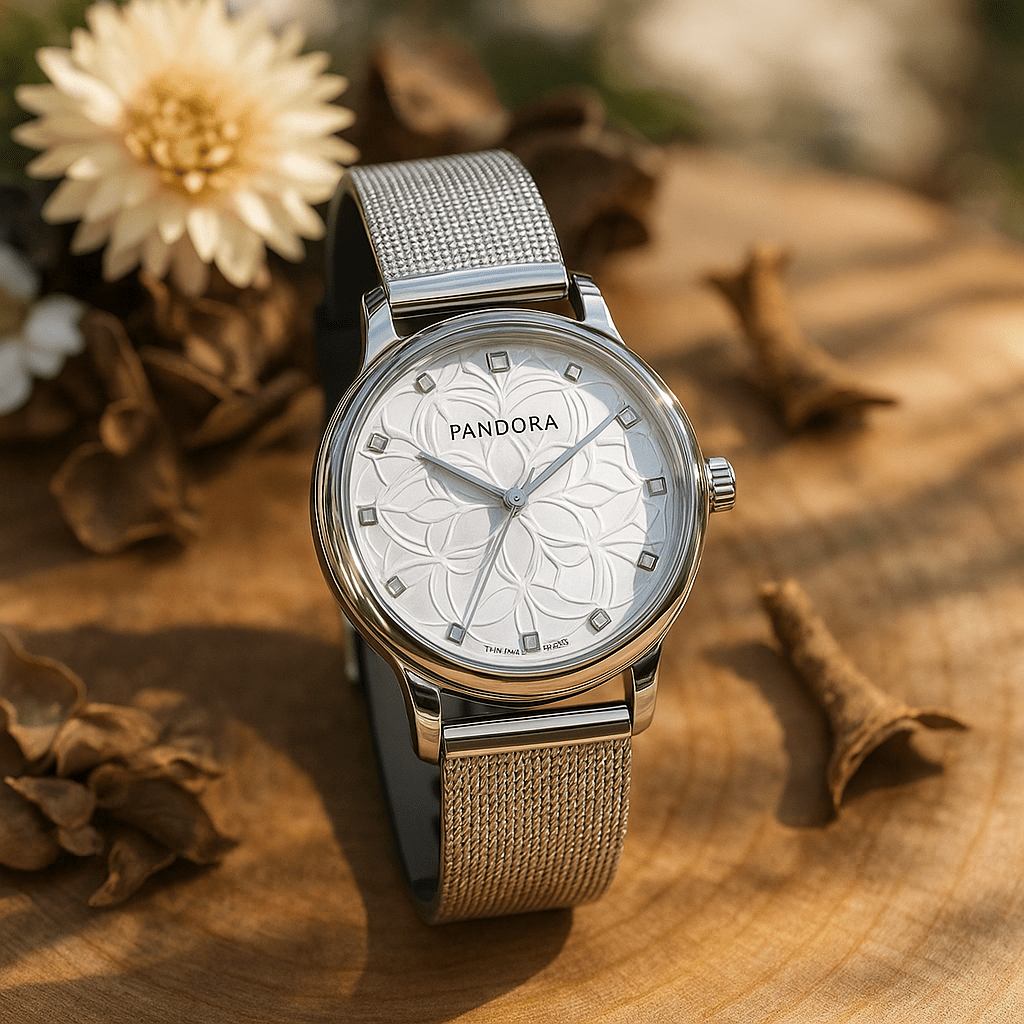 Srebrni ženski sat s dekorativnim uzorkom – – – slika 2