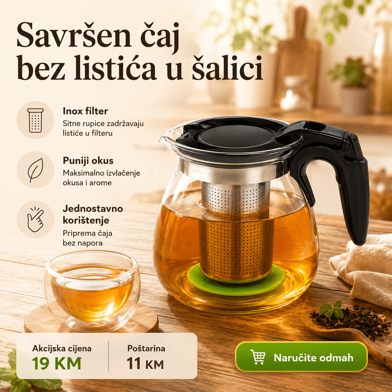 Stakleni Čajnik 1100 ml – – – slika 1