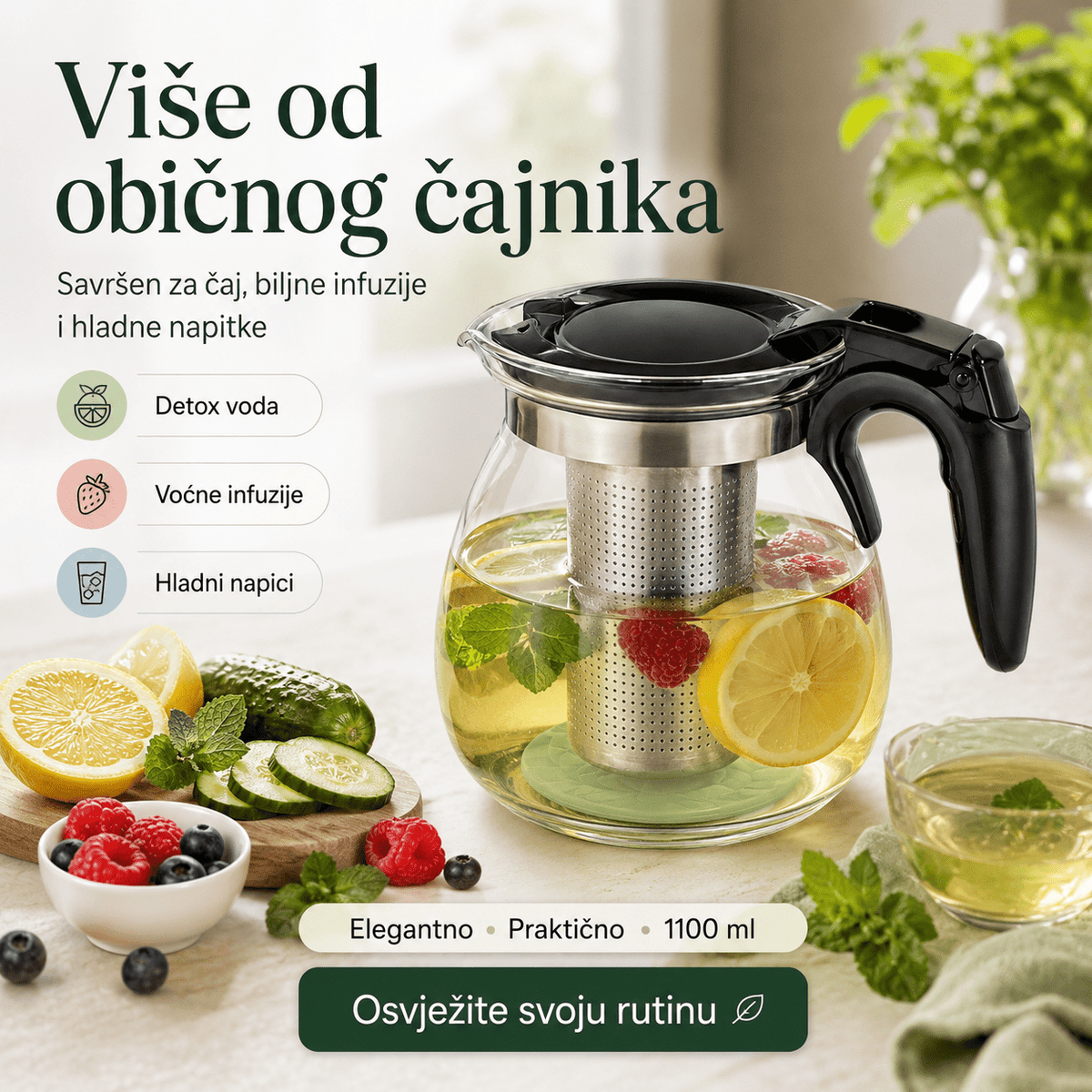 Stakleni Čajnik 1100 ml – – – slika 6