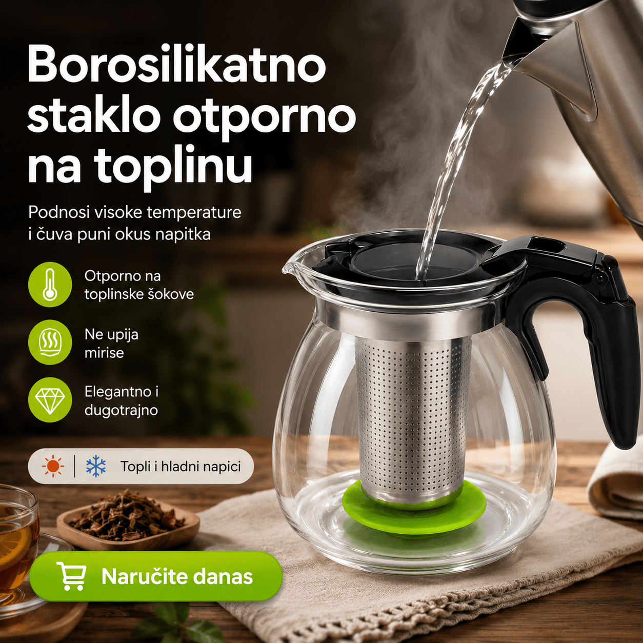Stakleni Čajnik 1100 ml – – – slika 5