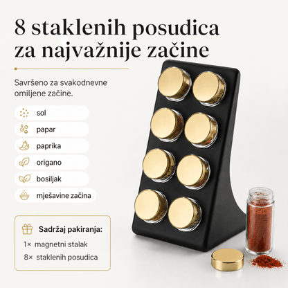 Stalak za začine s 8 staklenih posudica – – – slika 4