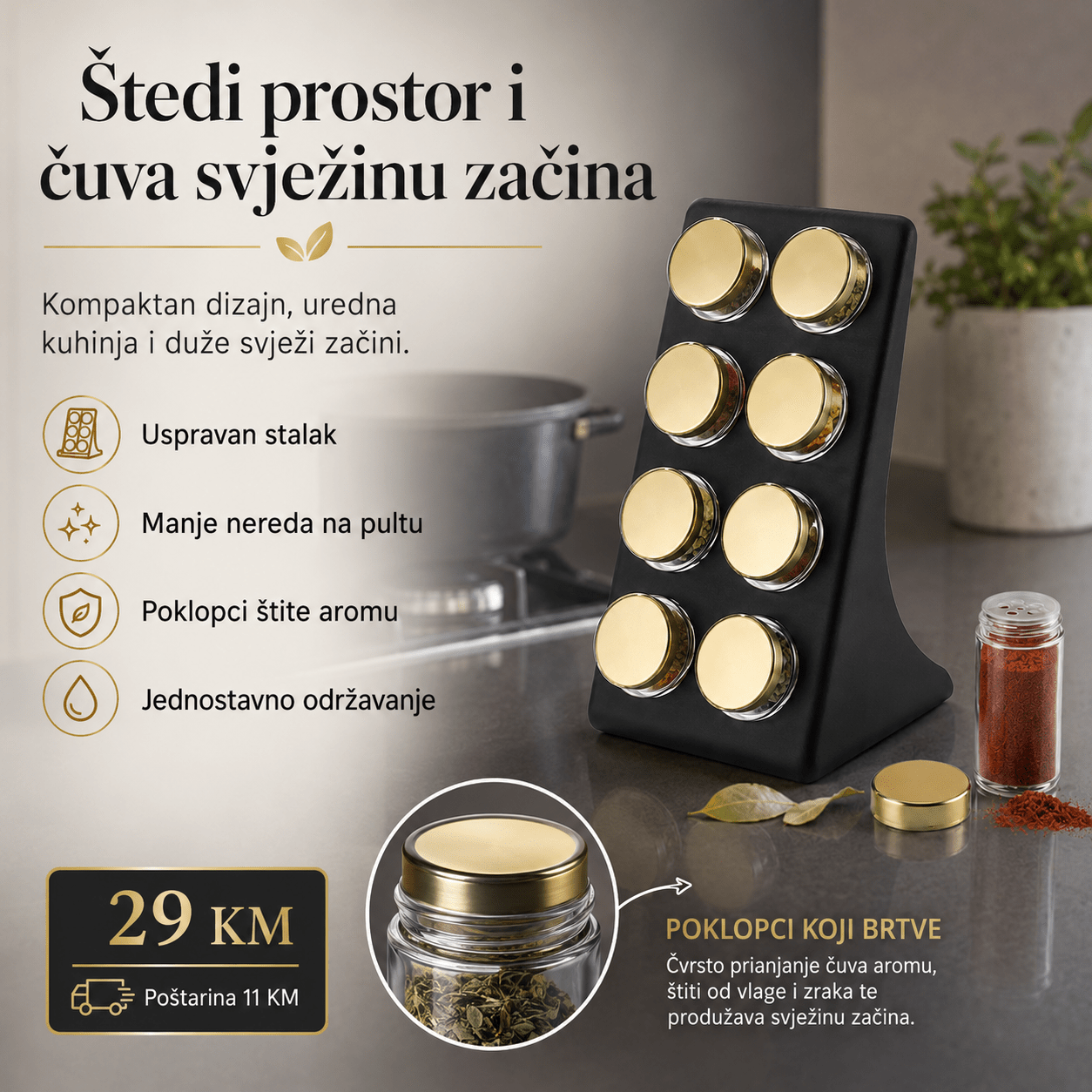 Stalak za začine s 8 staklenih posudica – – – slika 6