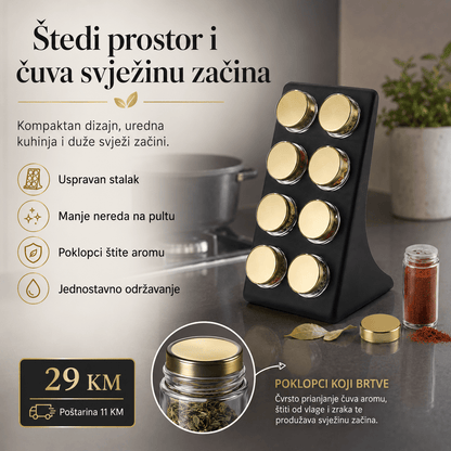 Stalak za začine s 8 staklenih posudica – – – slika 6
