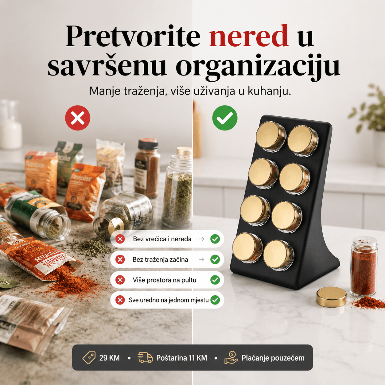 Stalak za začine s 8 staklenih posudica – – – slika 5