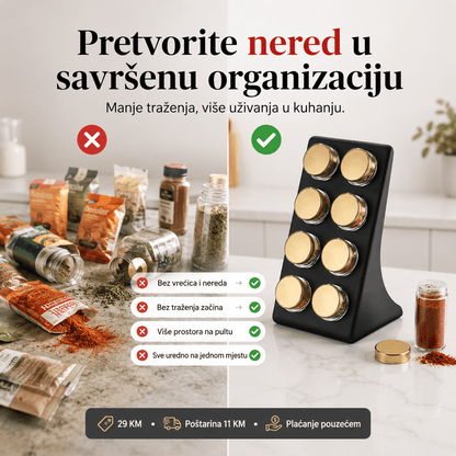 Stalak za začine s 8 staklenih posudica – – – slika 5