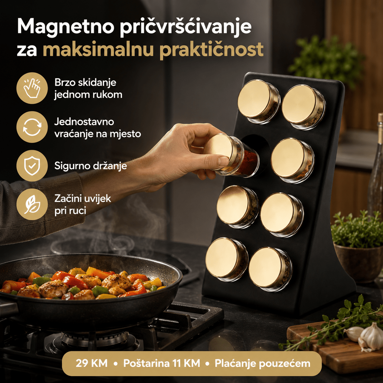 Stalak za začine s 8 staklenih posudica – – – slika 2