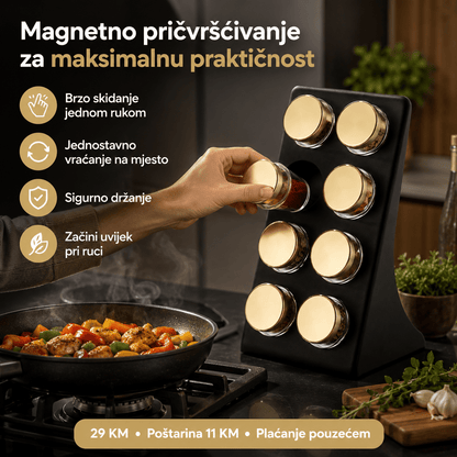 Stalak za začine s 8 staklenih posudica – – – slika 2