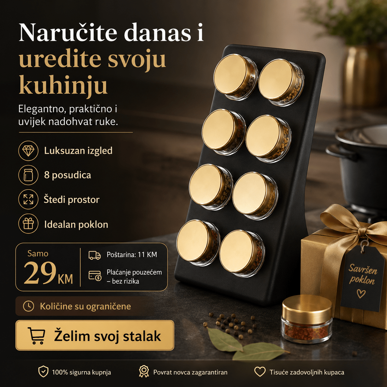 Stalak za začine s 8 staklenih posudica – – – slika 7