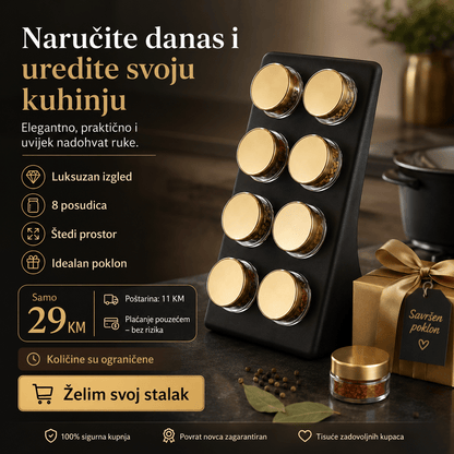 Stalak za začine s 8 staklenih posudica – – – slika 7