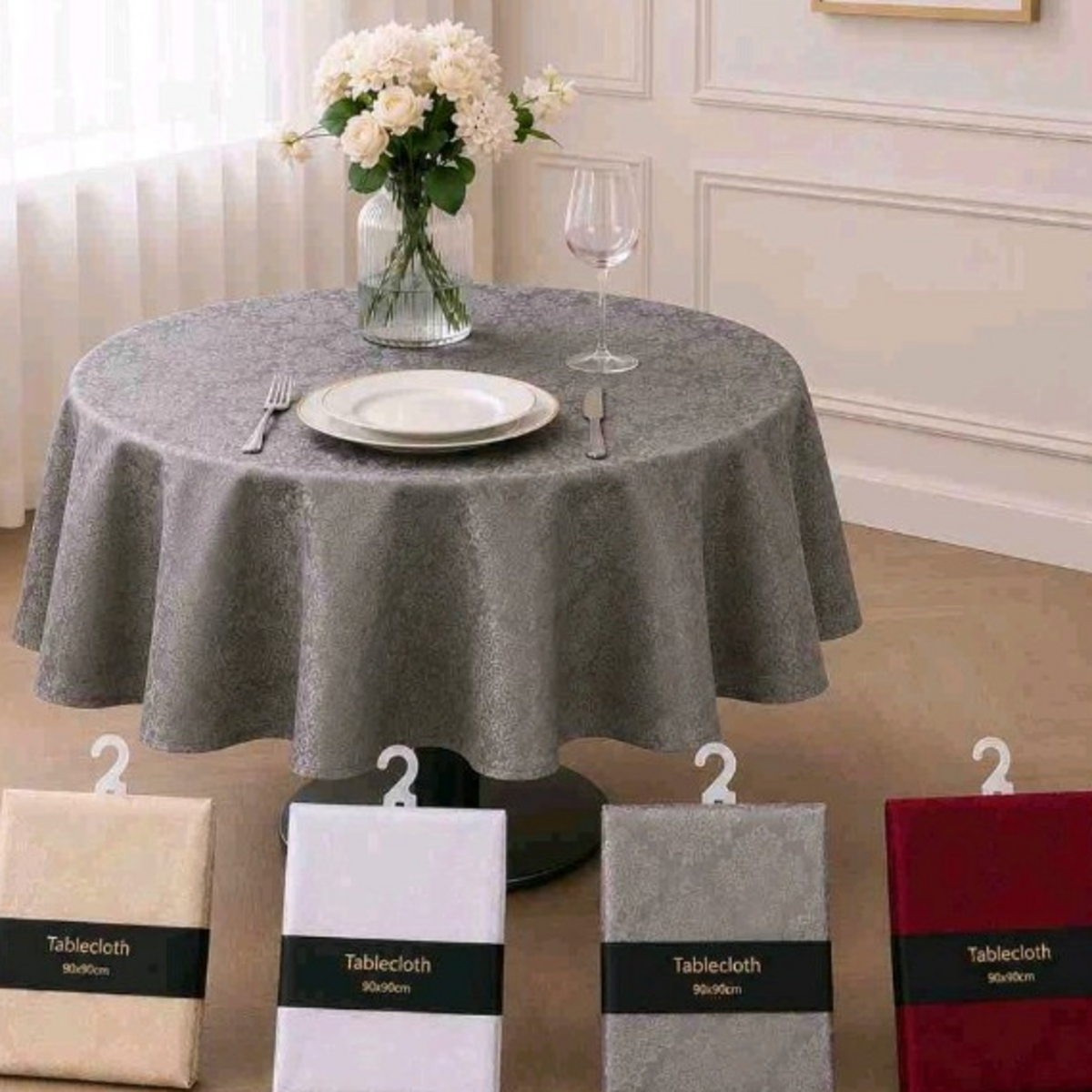 Elegantni stolnjak 90 × 90 cm – prikaz četiri dostupne boje