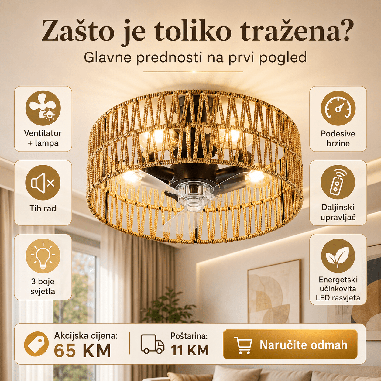 Stropna Ventilator Lampa – – – slika 7