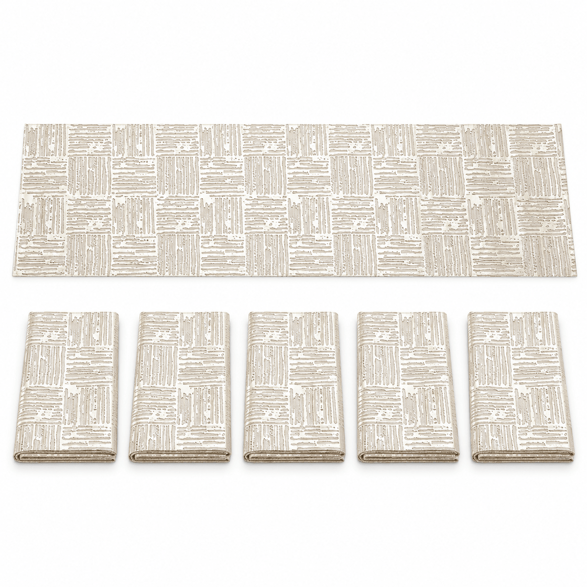 Svijetli nadstolnjaci s tkanim motivom 33 × 92 cm – 6 kom. – Nadstolnjaci s pravougaonim tkanim motivom – set 6 – – slika 1