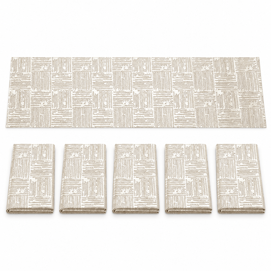 Svijetli nadstolnjaci s tkanim motivom 33 × 92 cm – 6 kom. – Nadstolnjaci s pravougaonim tkanim motivom – set 6 – – slika 1
