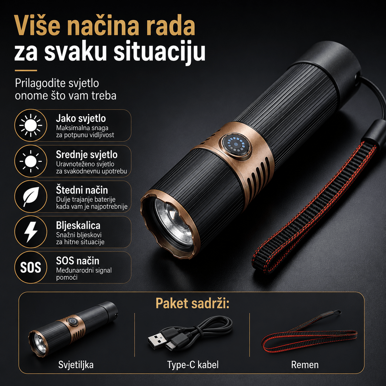 Taktička LED Ručna Svjetiljka – – – slika 8