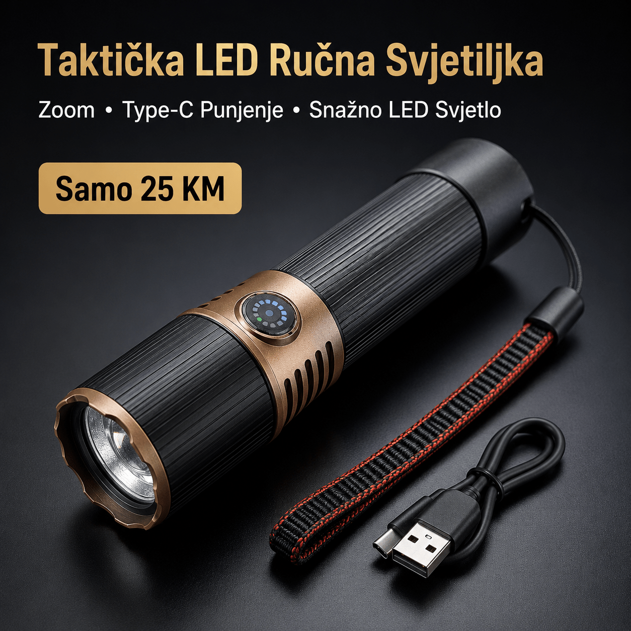 Taktička LED Ručna Svjetiljka – – – slika 1