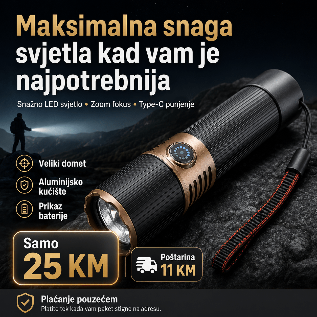 Taktička LED Ručna Svjetiljka – – – slika 2