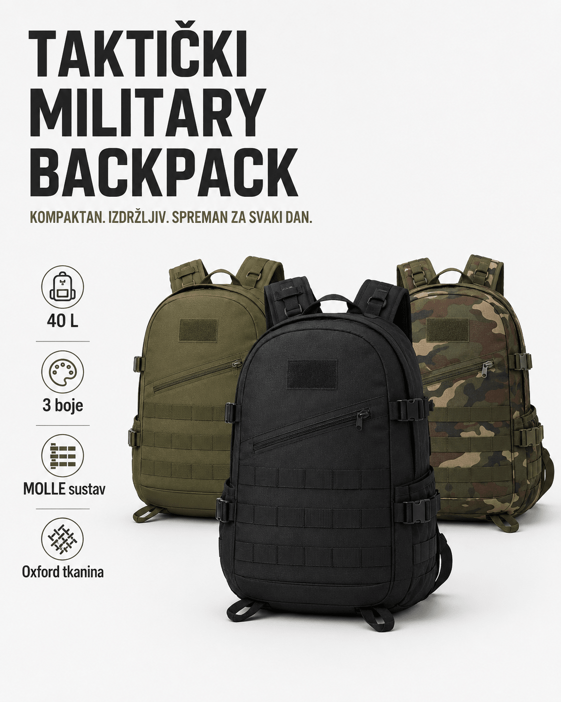 Taktički Military Backpack 40 L – – Military – slika 2