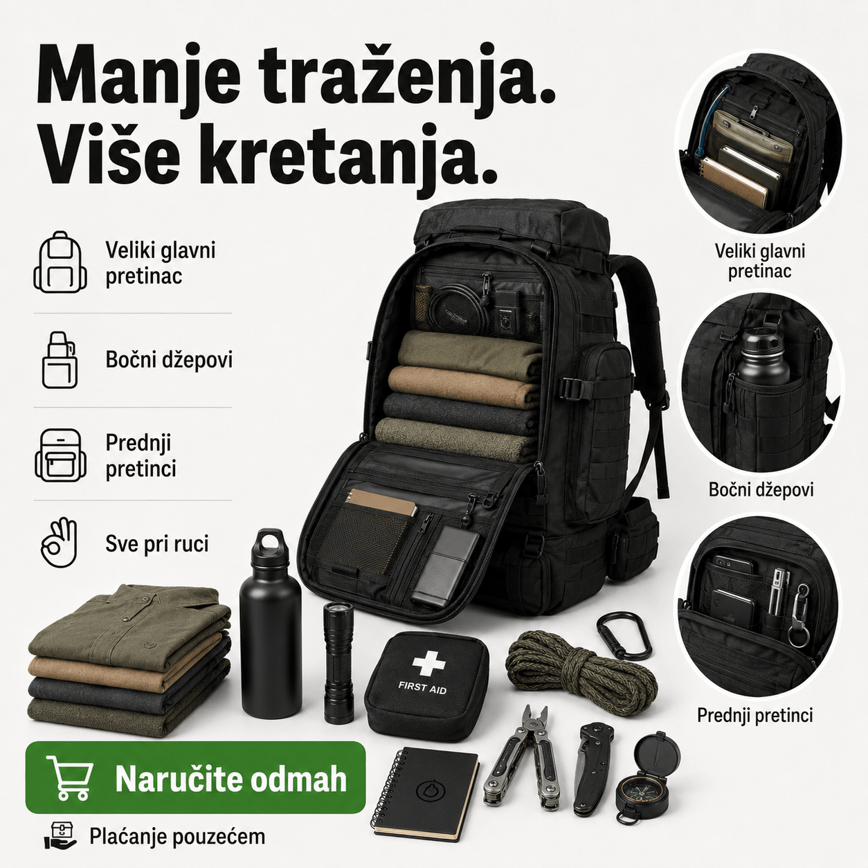 Taktički Military Outdoor Ruksak 70–80 L – – Maskirna – slika 7