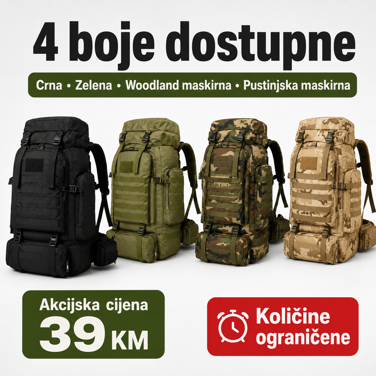 Taktički Military Outdoor Ruksak 70–80 L – – Maskirna – slika 2