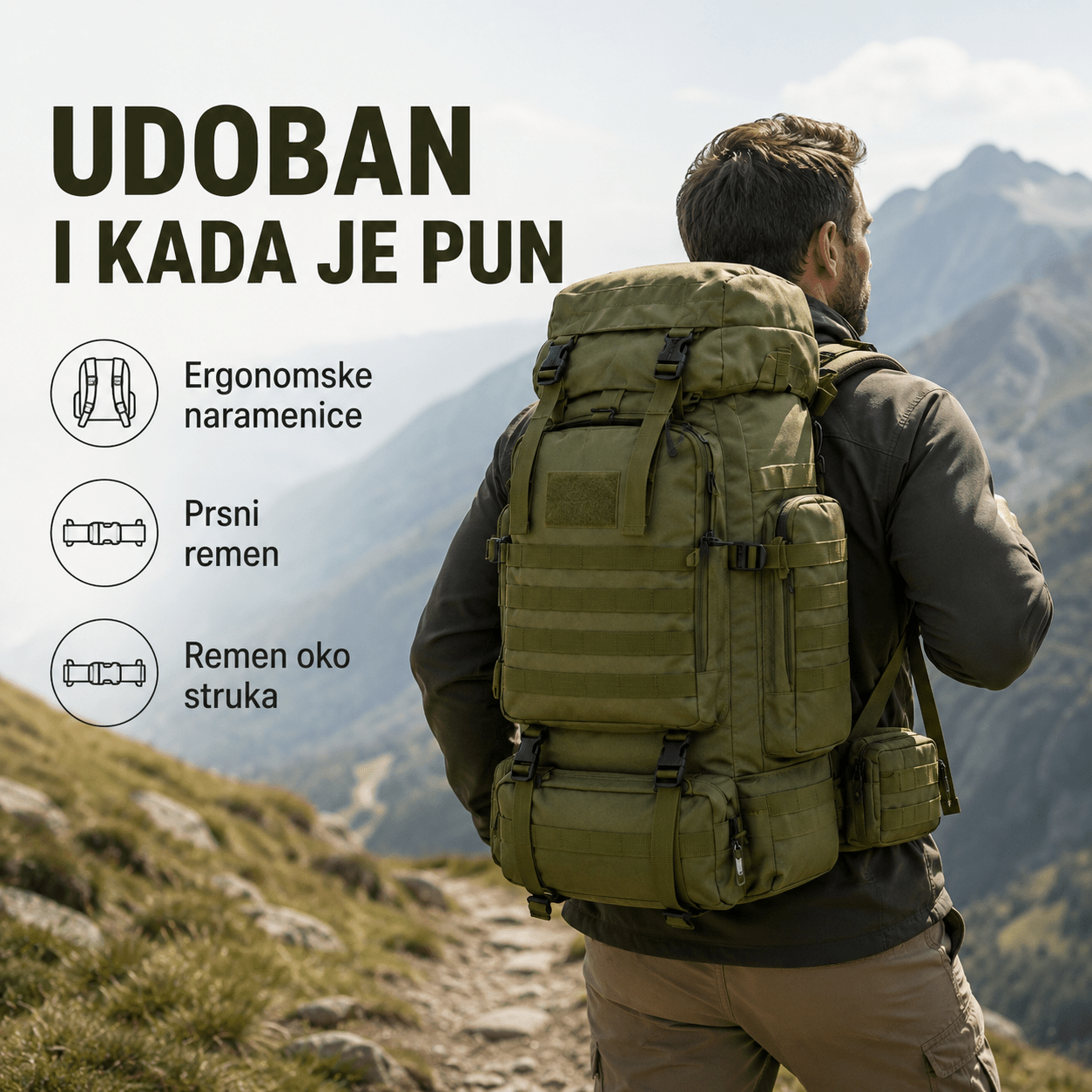 Taktički Military Outdoor Ruksak 70–80 L – – Maskirna – slika 5