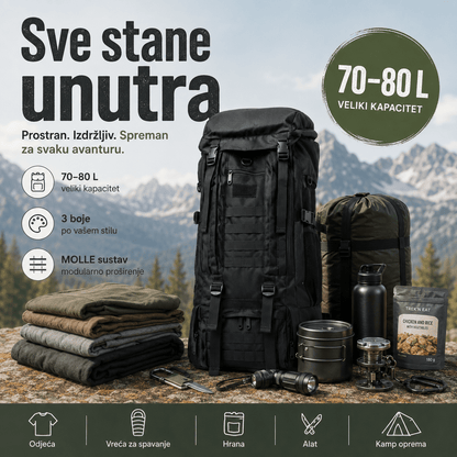 Taktički Outdoor Ruksak 70–80 L – – Maskirna – slika 4